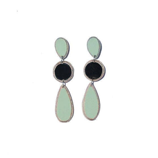 Imvula black and sage green paper earrings